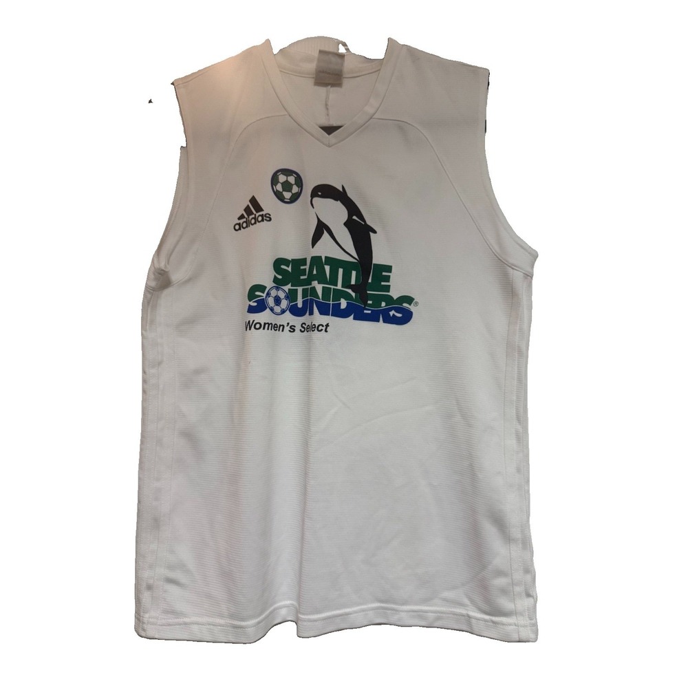 Vintage Adidas Seattle Sounders Womens Select Soccer Jersey Sleeveless White M 1